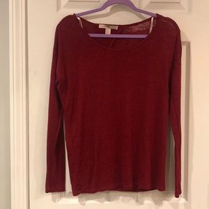 Red, long-sleeved shirt